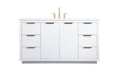 60 inch Single bathroom vanity in white