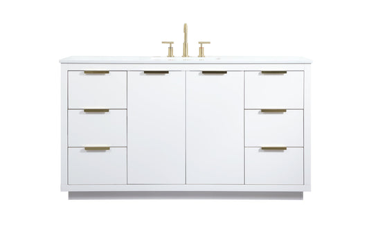 60 inch Single bathroom vanity in white