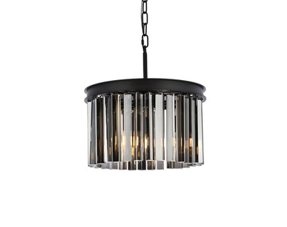 Sydney 3 light Matte Black Pendant Silver Shade (Grey) Royal Cut Crystal