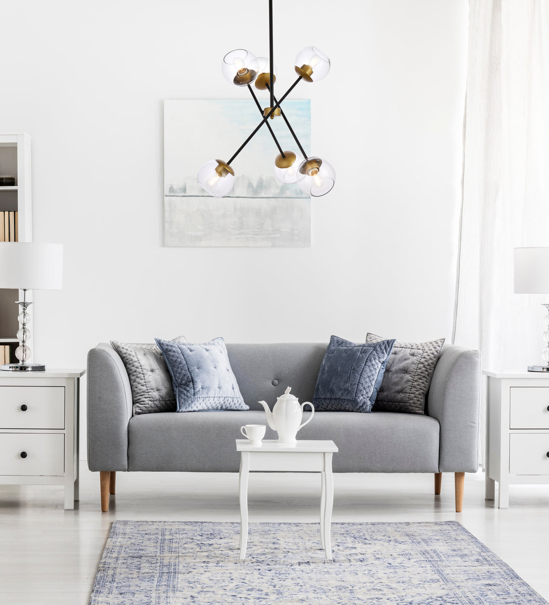 Axl 24 inch pendant in black and brass with clear shade