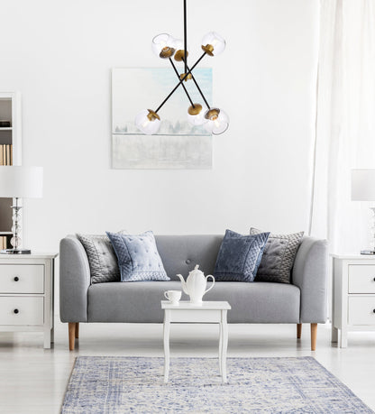 Axl 24 inch pendant in black and brass with clear shade