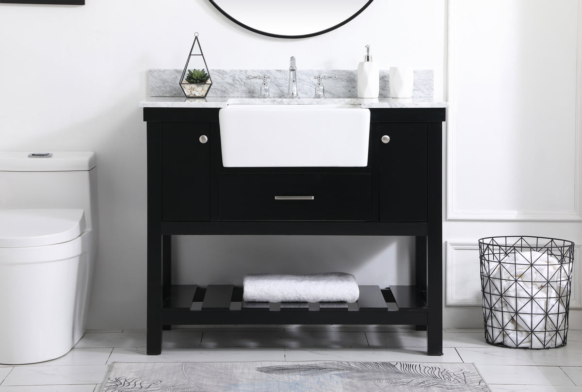42 inch Single bathroom vanity in black with backsplash
