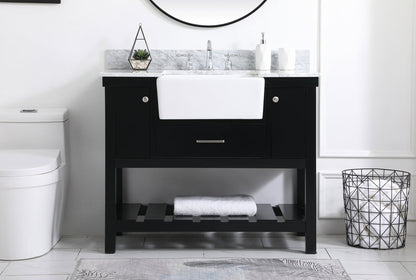 42 inch Single bathroom vanity in black with backsplash