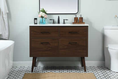 42 inch Single bathroom vanity in walnut