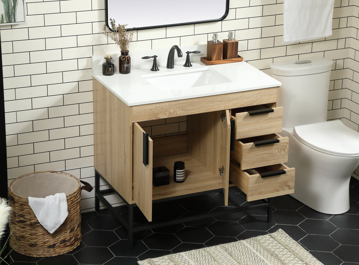 36 inch Single bathroom vanity in mango wood with backsplash