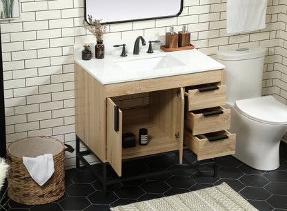 36 inch Single bathroom vanity in mango wood with backsplash