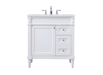 32 inch Single bathroom vanity in white