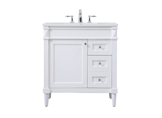 32 inch Single bathroom vanity in white