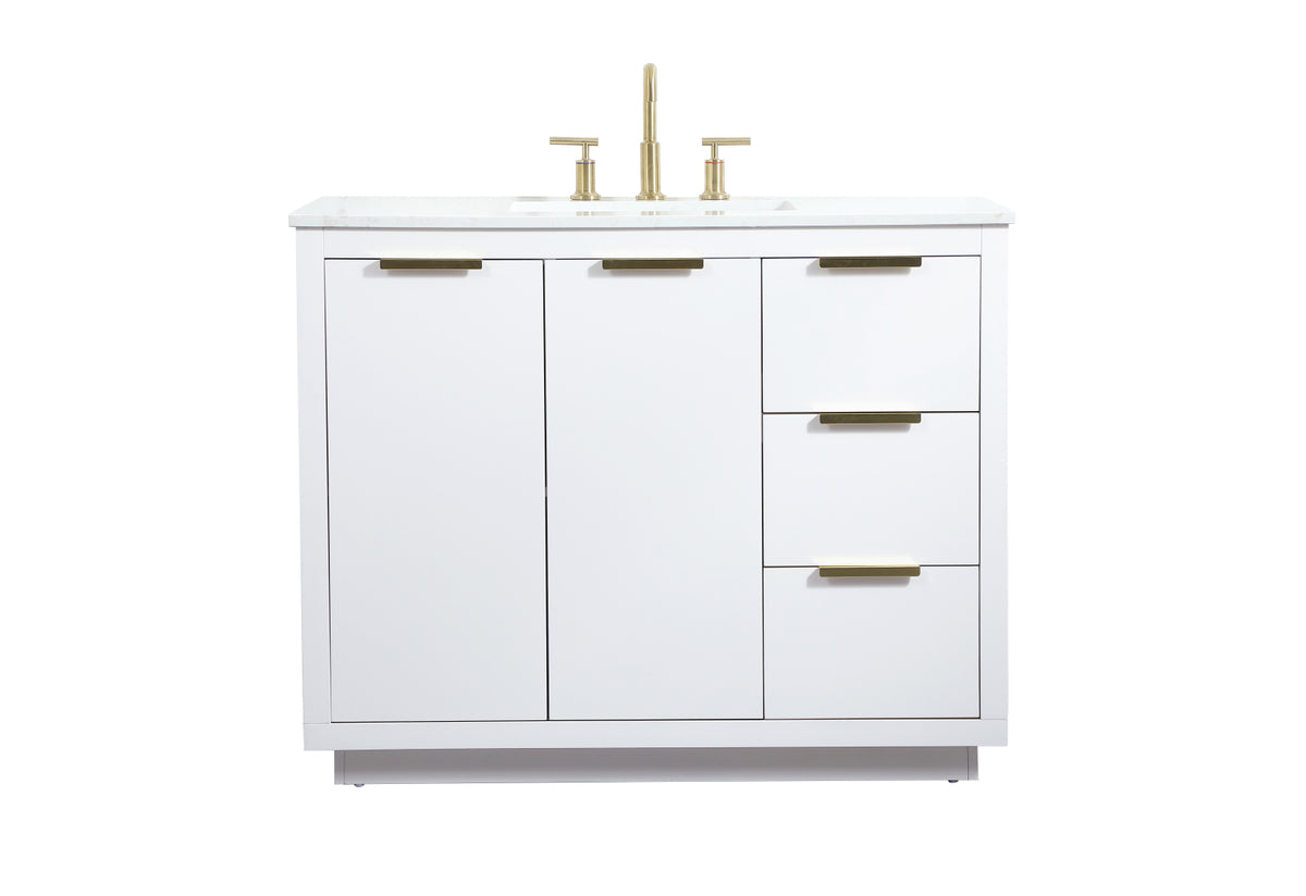 42 inch Single bathroom vanity in white