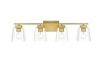 Merrick 4 light Brass and Clear Bath Sconce