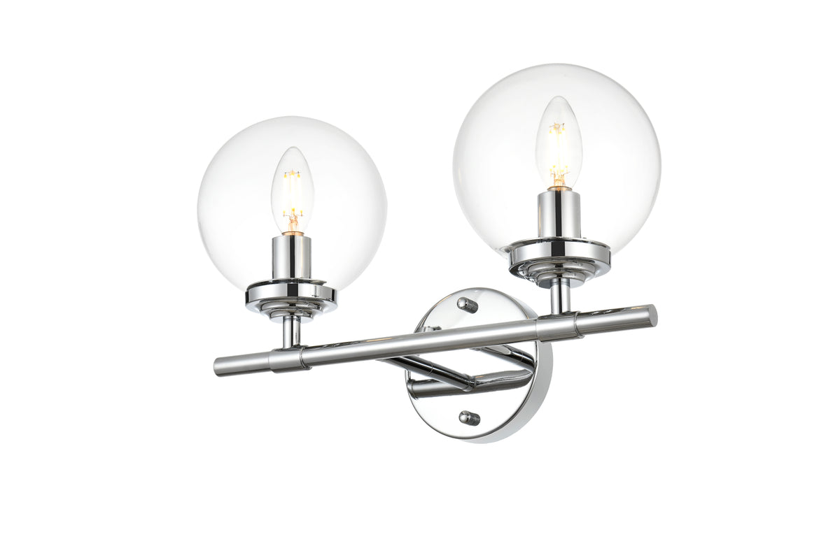 Ingrid 2 light Chrome and Clear Bath Sconce