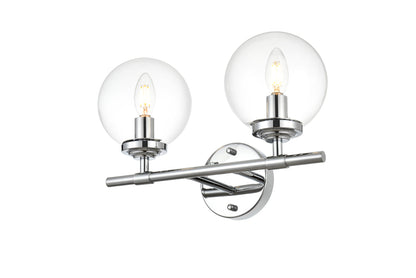 Ingrid 2 light Chrome and Clear Bath Sconce