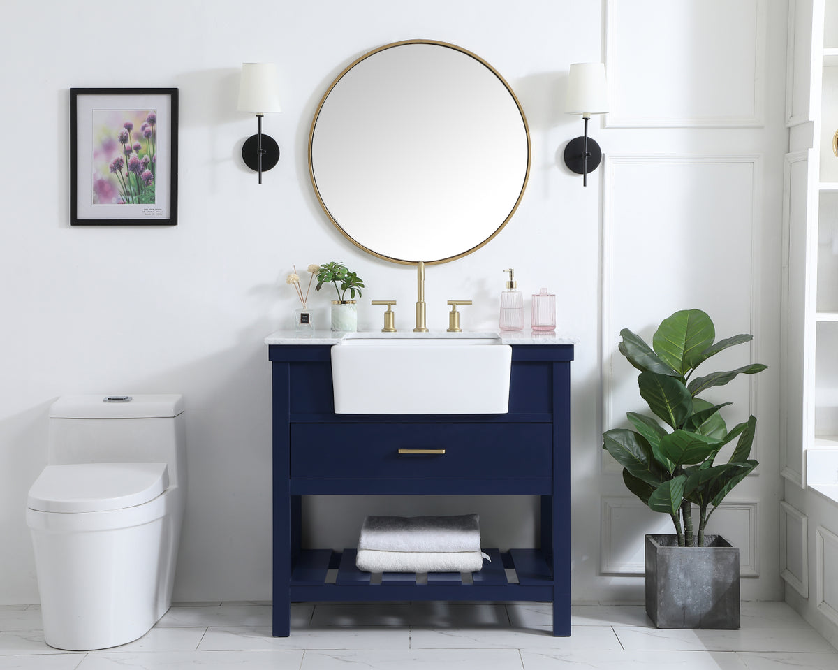 36 inch Single bathroom vanity in blue