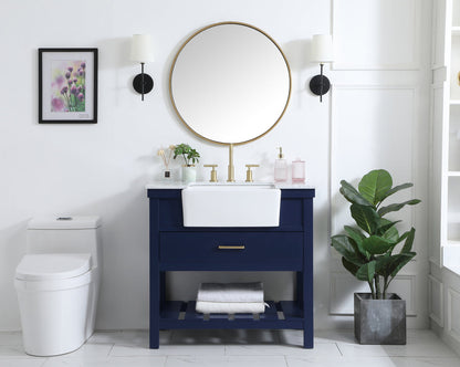 36 inch Single bathroom vanity in blue