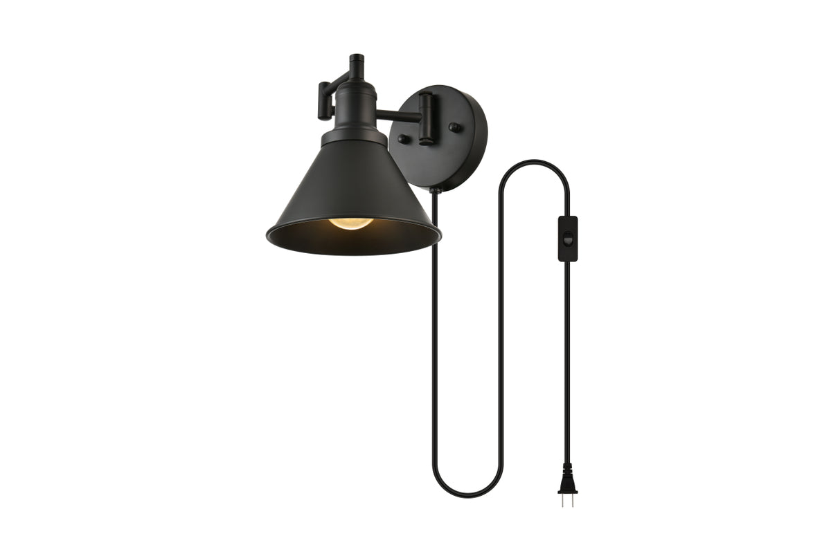 Jair 1 light Black swing arm plug in wall sconce
