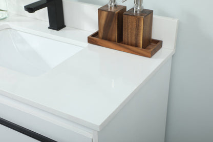 36 inch Single bathroom vanity in white with backsplash