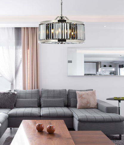 Chelsea 8 light polished nickel Chandelier Silver Shade (Grey) Royal Cut Crystal