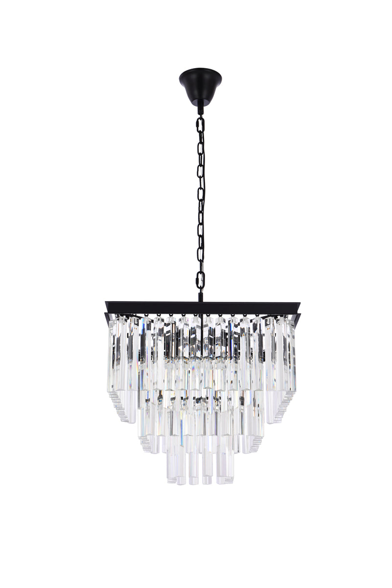 Sydney 21.5 inch square crystal chandelier in matte black