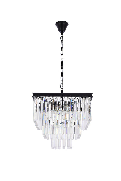 Sydney 21.5 inch square crystal chandelier in matte black