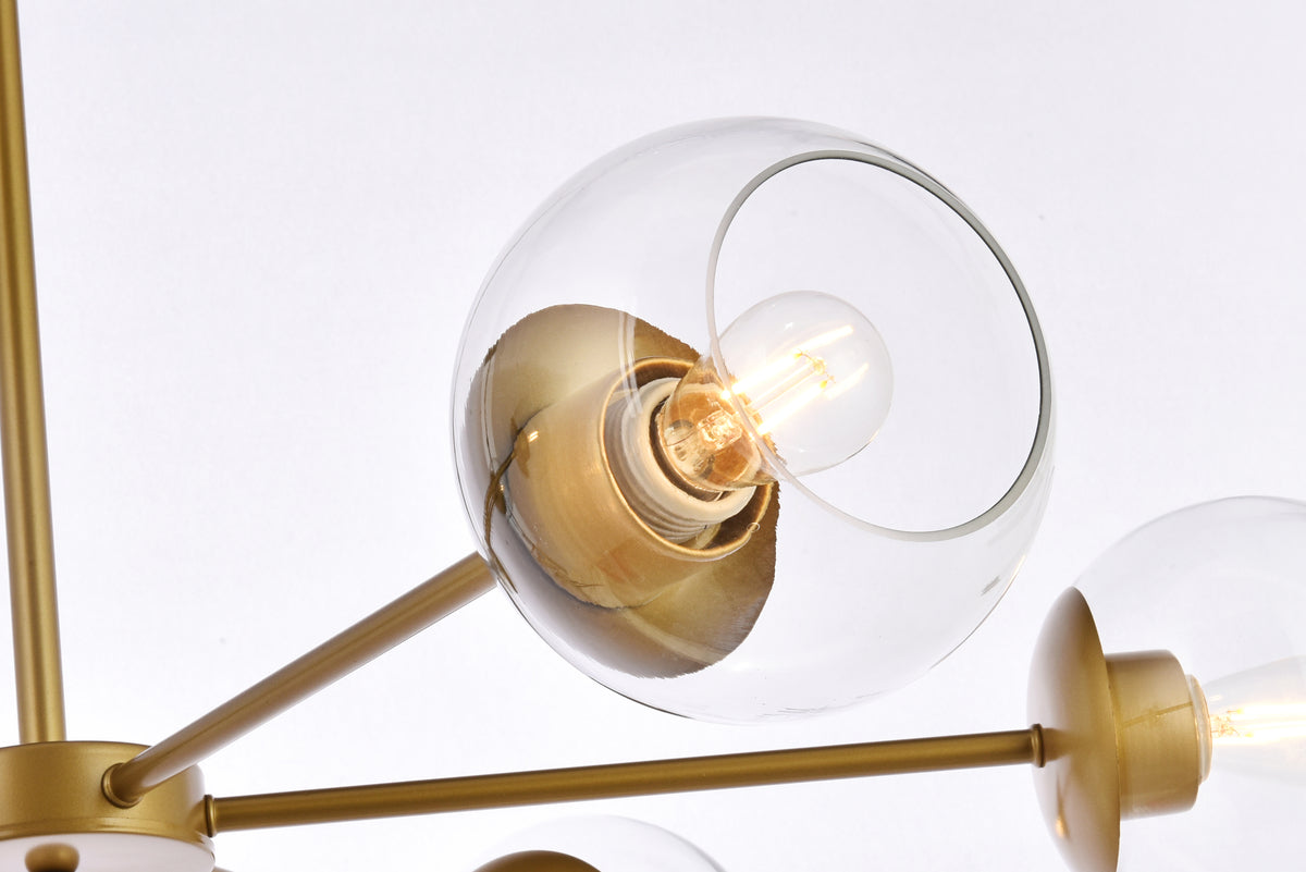 Briggs 36 inch pendant in brass with clear shade