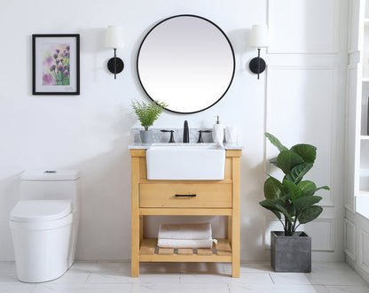 30 inch Single bathroom vanity in natural wood with backsplash