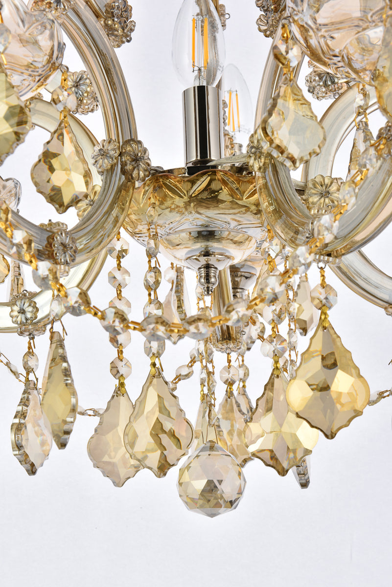 Maria Theresa 6 light Golden Teak Pendant Golden Teak (Smoky) Royal Cut Crystal