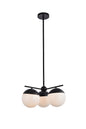 Eclipse 3 Lights Black Pendant With Frosted White Glass