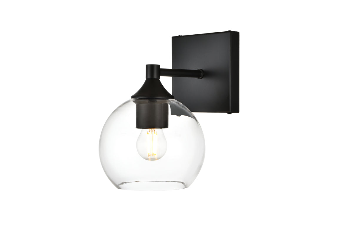 Foster 1 light Black and Clear Bath Sconce