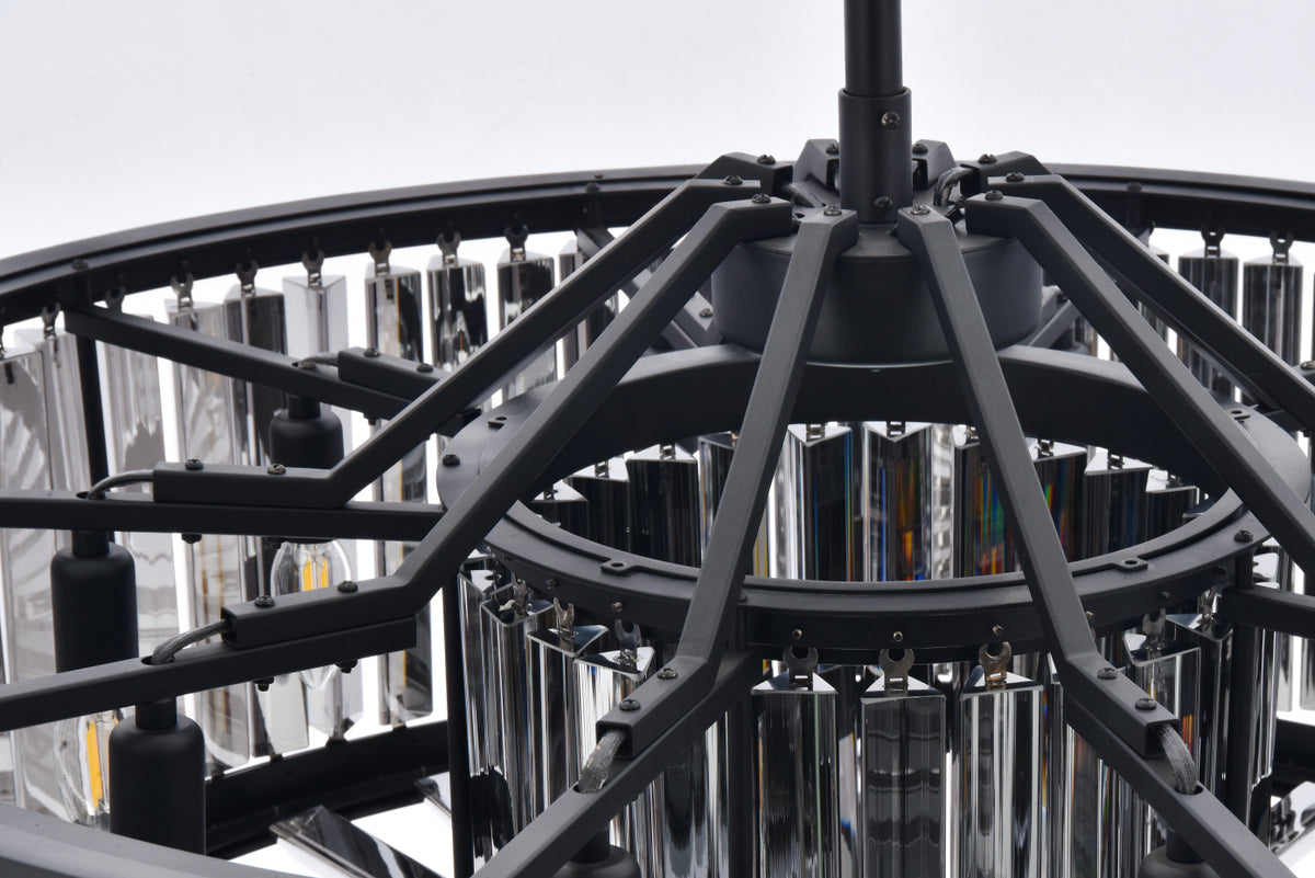 Chelsea 10 light Matte Black Chandelier Silver Shade (Grey) Royal Cut Crystal