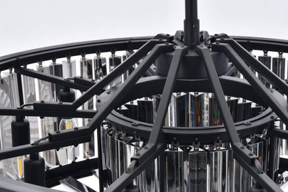 Chelsea 10 light Matte Black Chandelier Silver Shade (Grey) Royal Cut Crystal