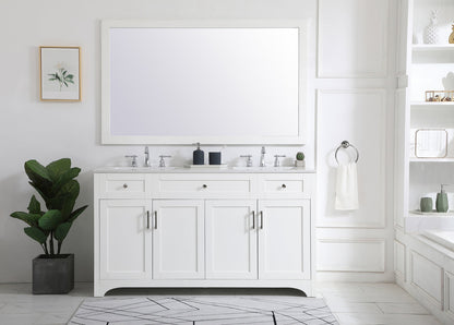 60 inch Double Bathroom Vanity in White