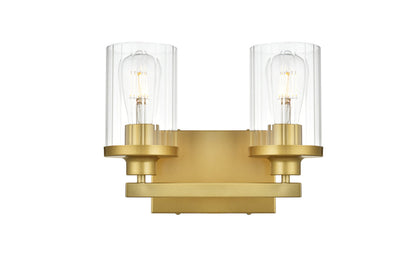 Saanvi 2 light Brass and Clear Bath Sconce