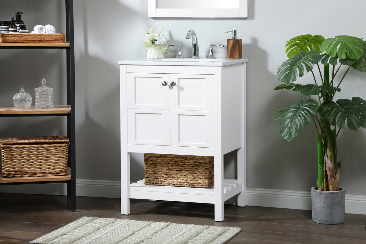 24 inch Single bathroom vanity in white