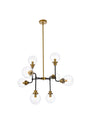 Hanson 8 lights pendant in black with brass with clear shade