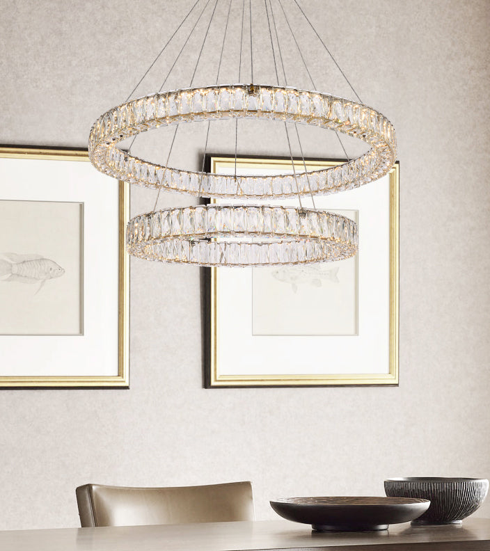 Monroe 36 inch LED double ring chandelier in gold
