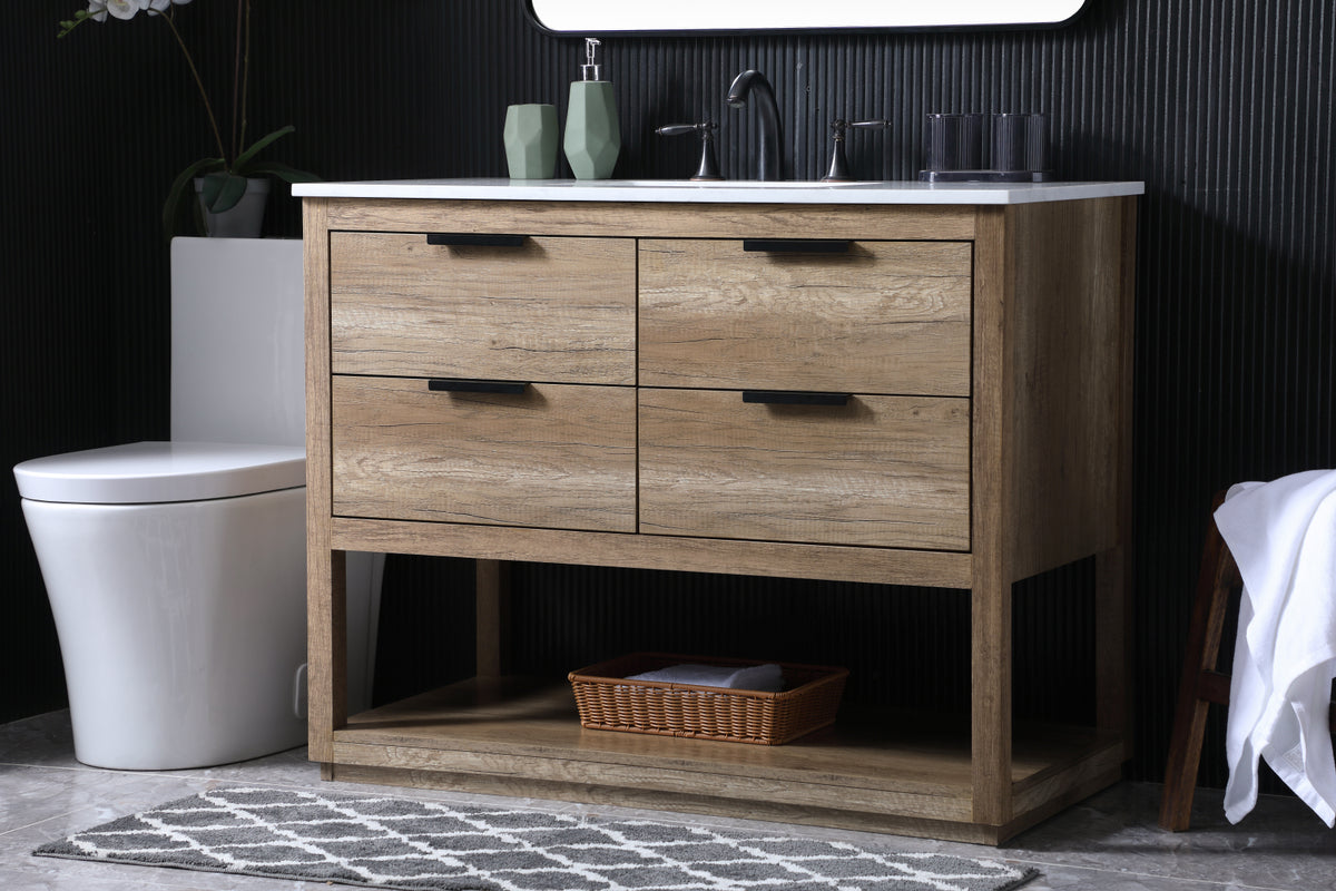 42 Inch SIngle Bathroom Vanity In Natural Oak