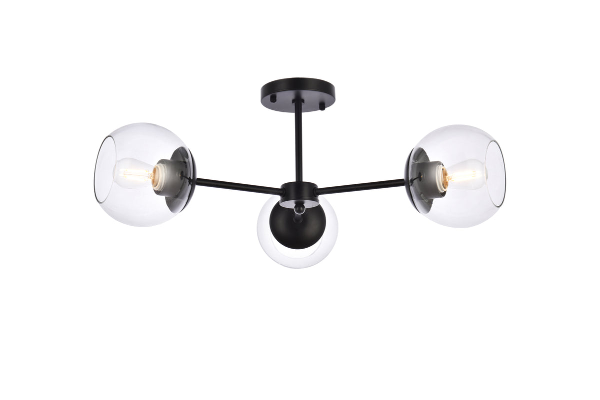 Briggs 26 inch flush mount in black with clear shade
