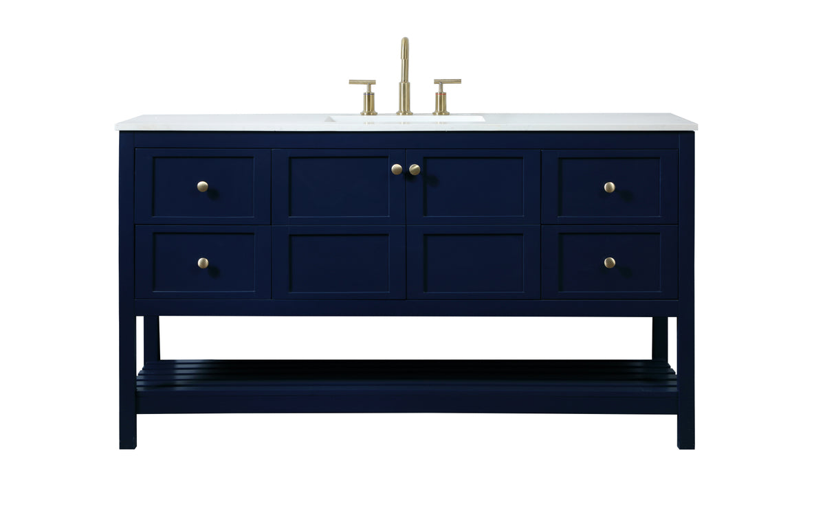 60 inch Single bathroom vanity in blue