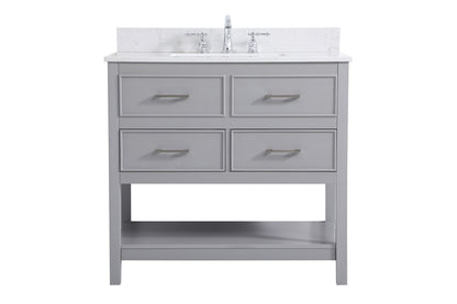 36 inch Single bathroom vanity in gray with backsplash