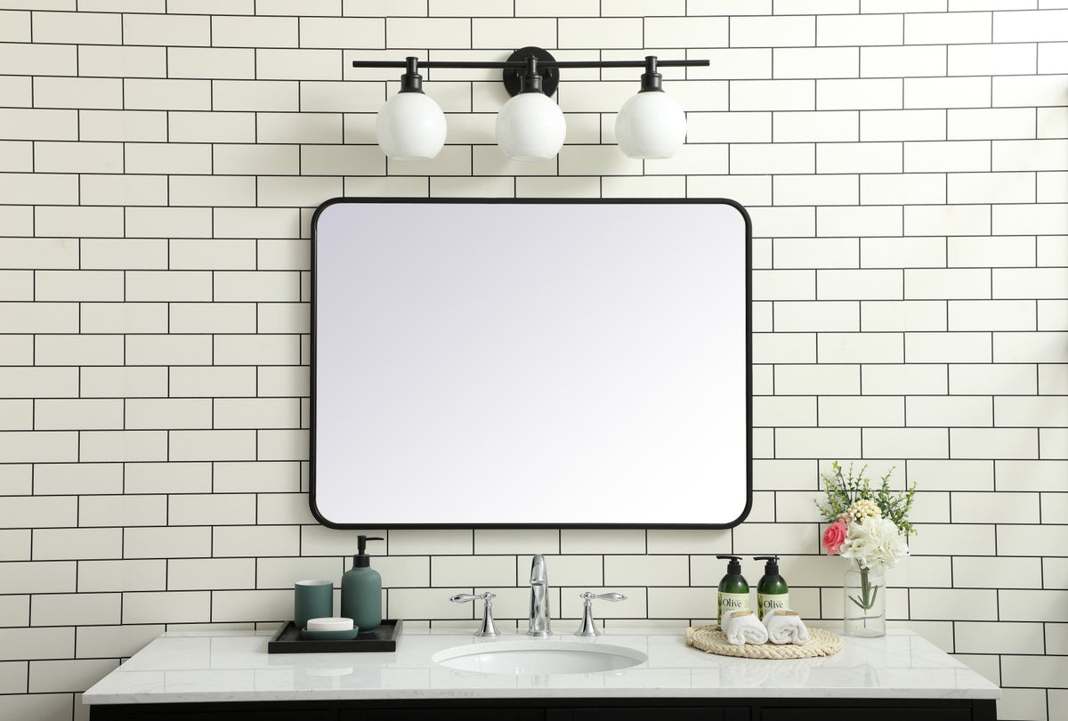 Soft corner metal rectangular mirror 27x36 inch in Black