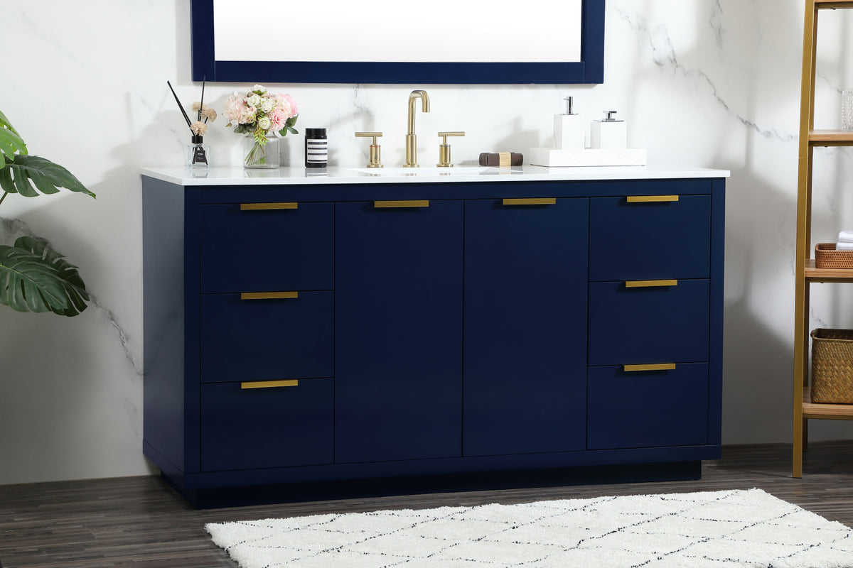 60 inch Single bathroom vanity in blue