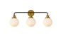 Hanson 3 lights bath sconce in black with brass with frosted shade