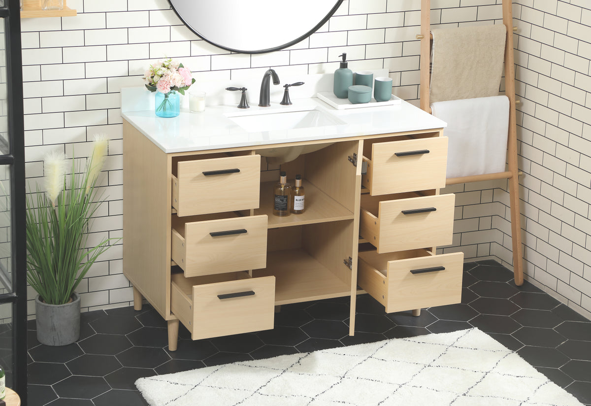 48 inch bathroom vanity in Maple with backsplash