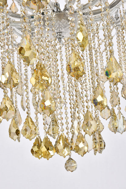Maria Theresa 49 light Chrome Chandelier Golden Teak (Smoky) Royal Cut Crystal