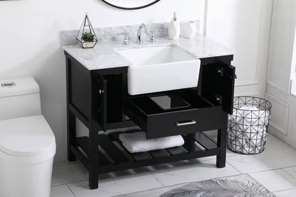 42 inch Single bathroom vanity in black with backsplash