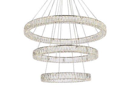 Monroe 41 inch LED triple ring chandelier in chrome