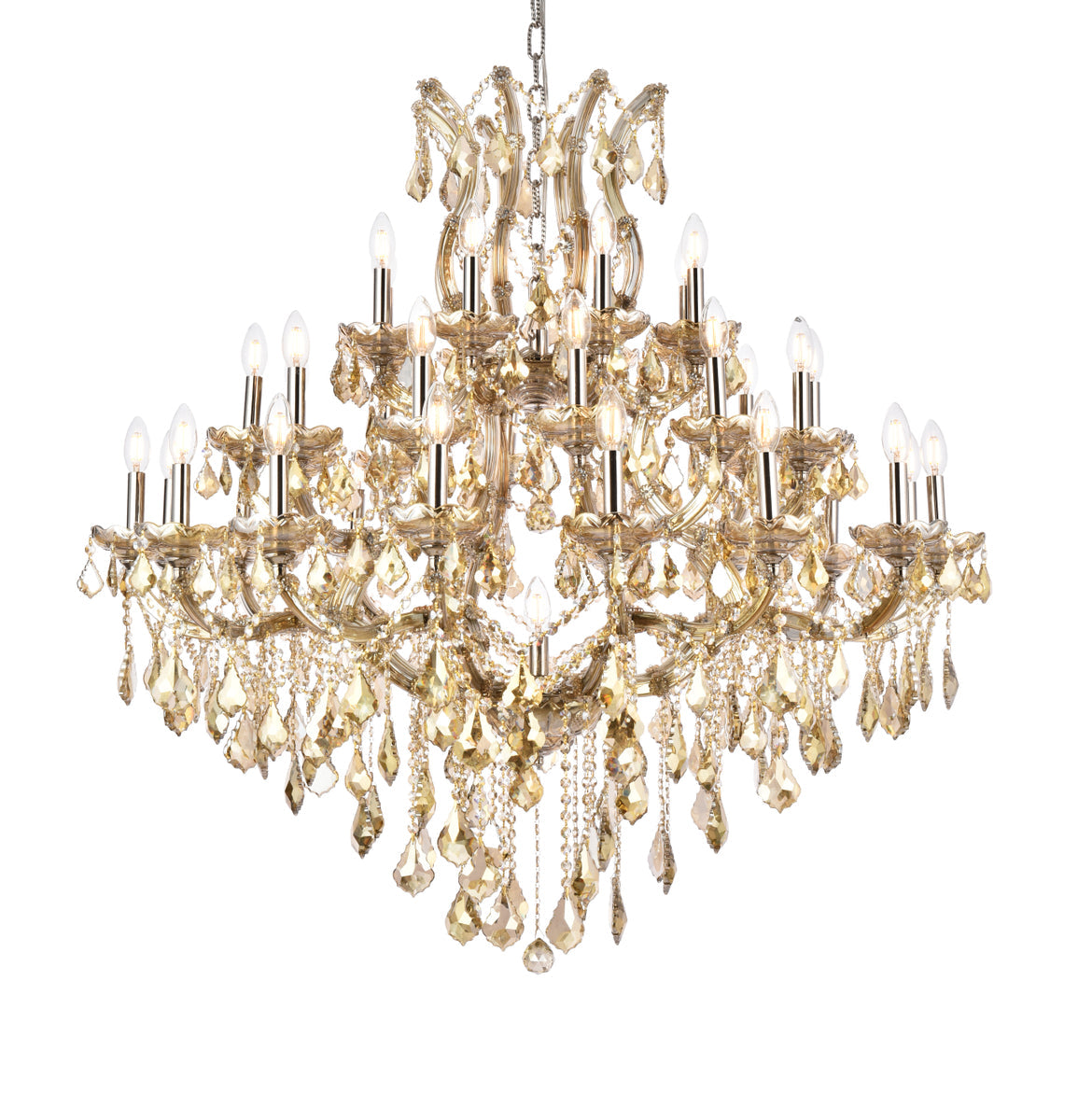 Maria Theresa 37 light Golden Teak Chandelier Golden Teak (Smoky) Royal Cut Crystal