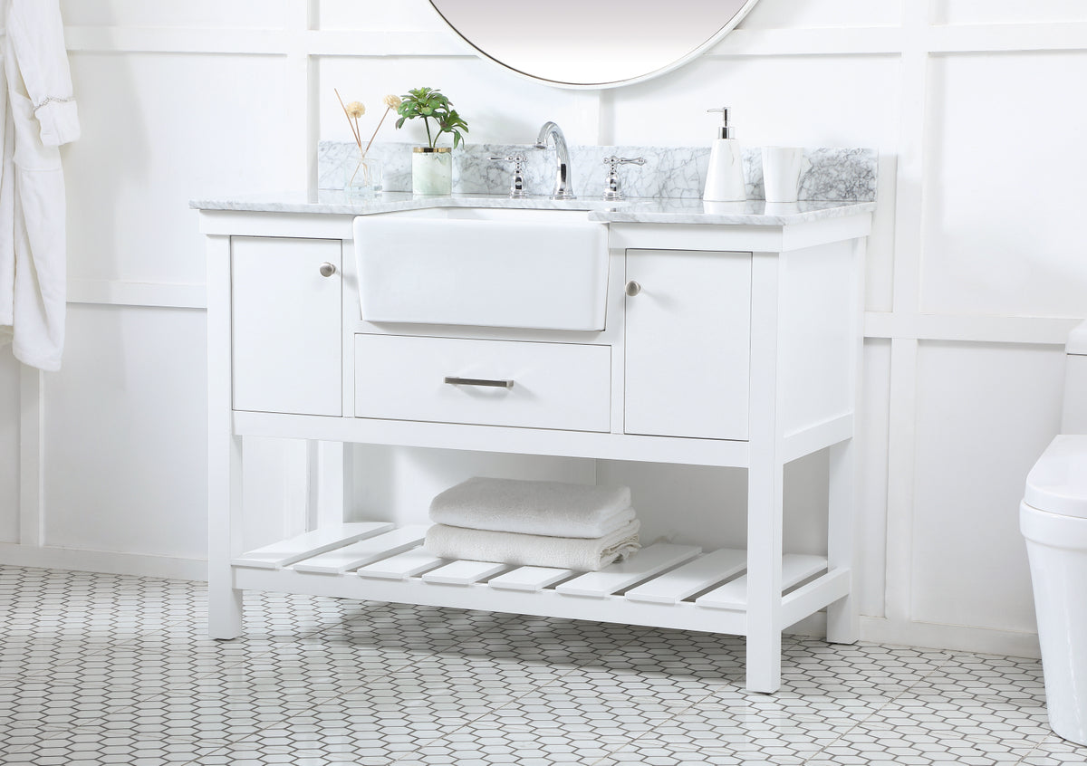 48 inch Single bathroom vanity in white with backsplash