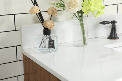 42 inch Single bathroom vanity in walnut brown with backsplash