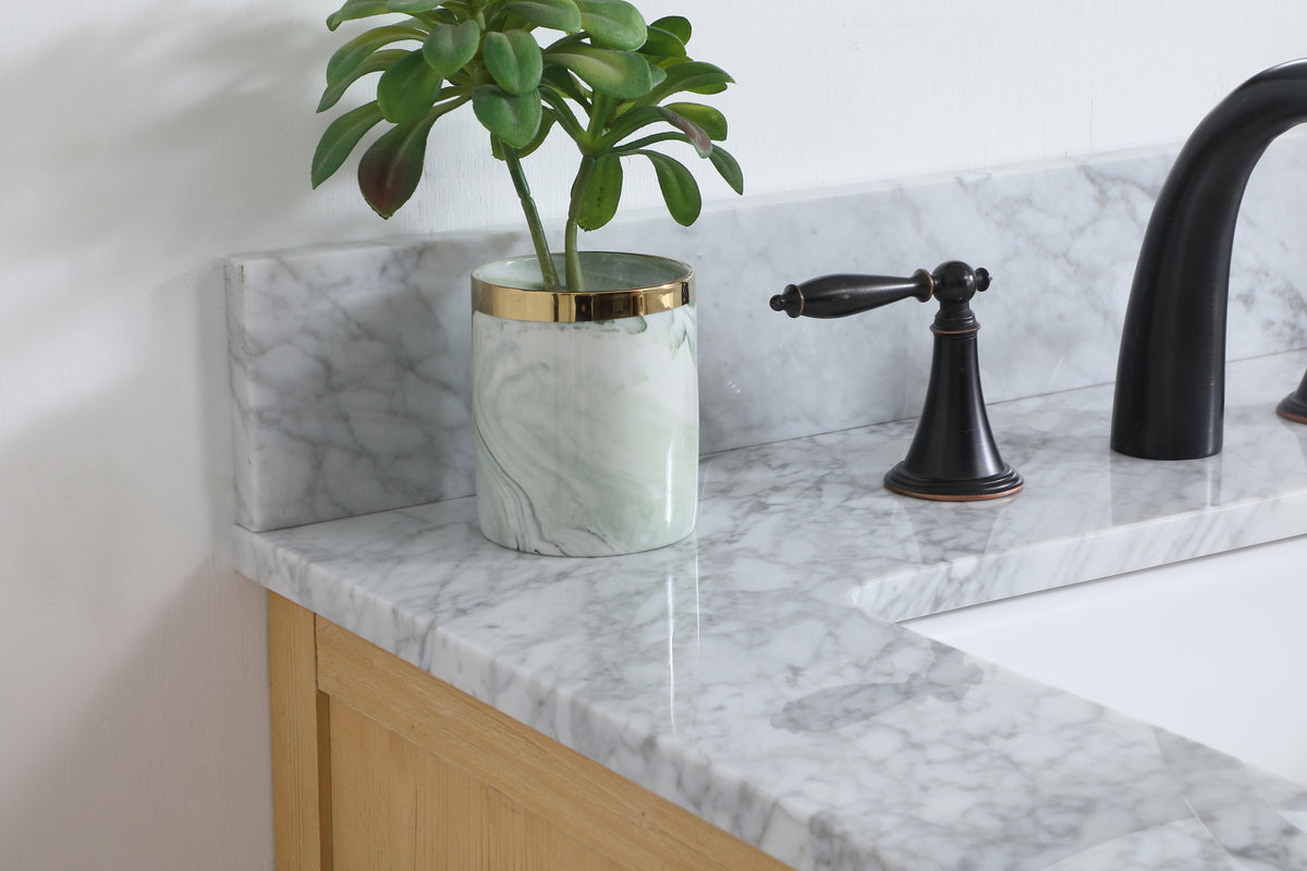 36 inch Single bathroom vanity in natural wood with backsplash